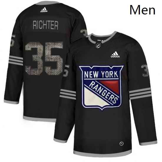 Mens Adidas New York Rangers 35 Mike Richter Black Authentic Classic Stitched NHL Jersey